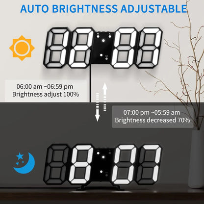 3D LED Digital Clock Luminous Fashion Wall Clock Multifunctional Creative USB Plug In Electronic Clock Home Decoration